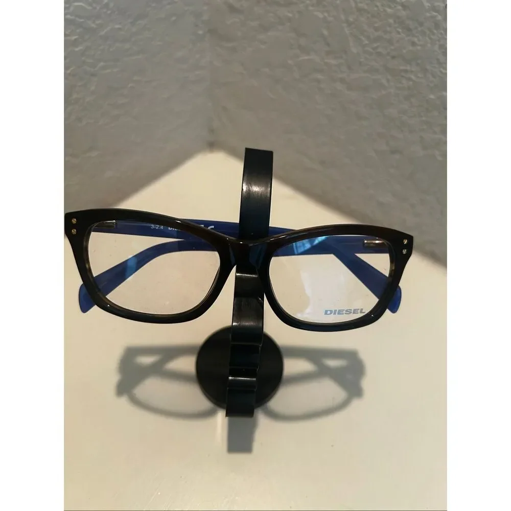 Diesel DL5073 Clear Lens Glasses Dark Brown Tortoise Frame Blue Arms NEW